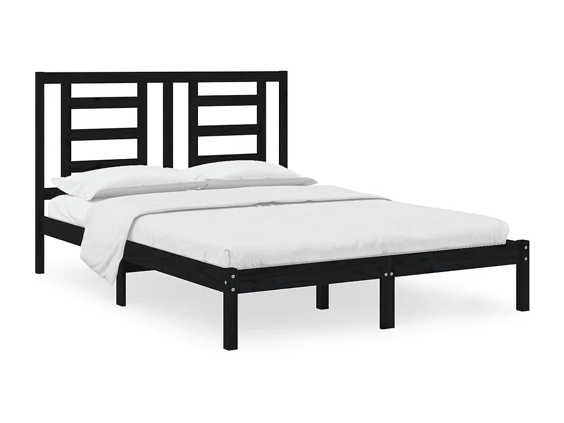 Massivholzbett Schwarz Kiefer 135x190 cm