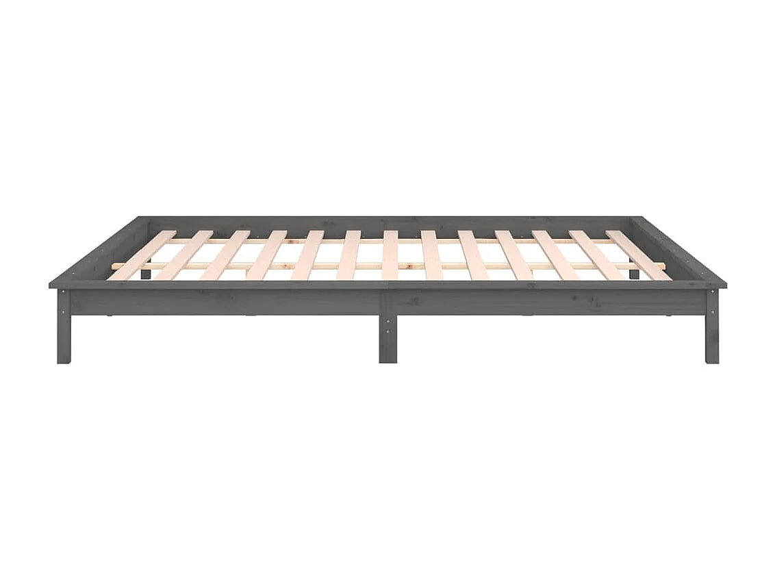 Massivholzbett mit LEDs Grau 200x200 cm