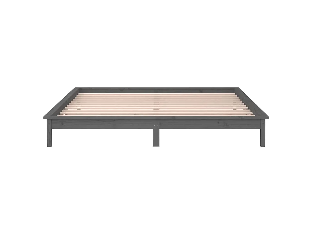 Cadre de lit à LED sans matelas gris 200x200 cm bois massif