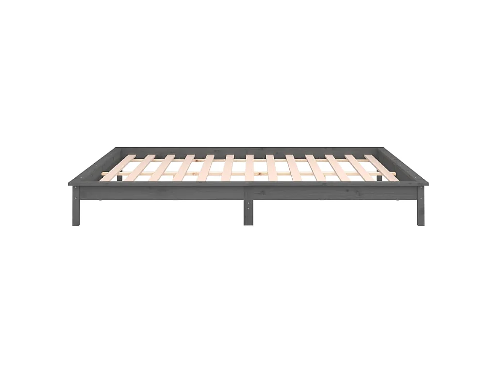 Cadre de lit à LED sans matelas gris 200x200 cm bois massif