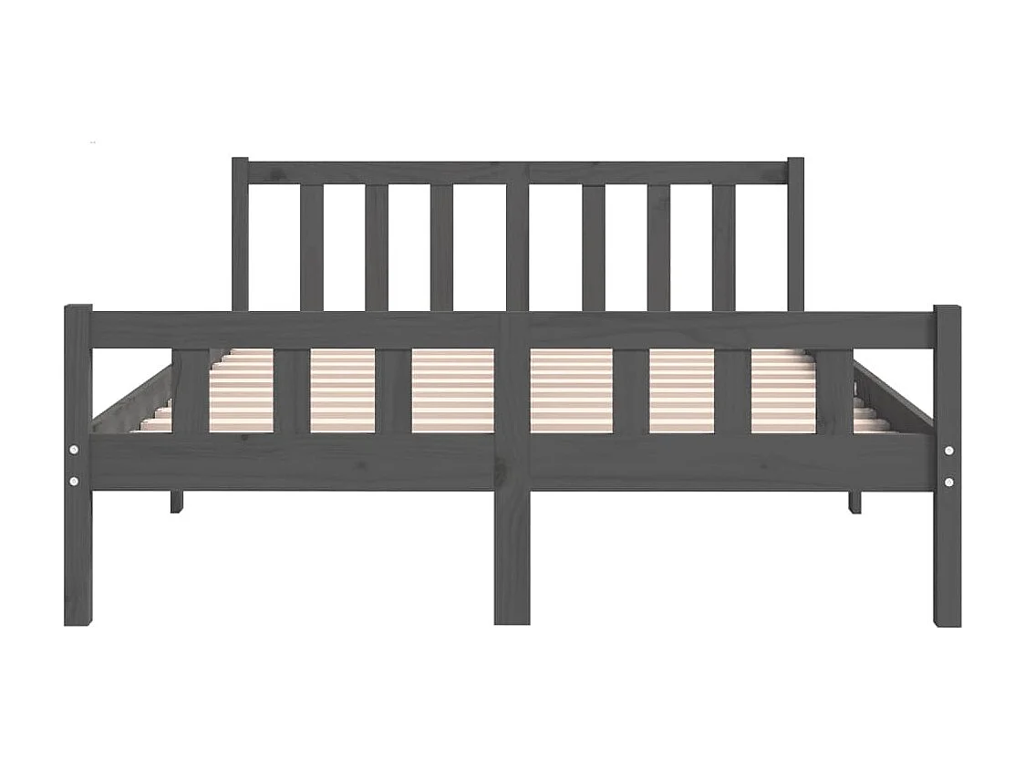 Estrutura de cama 140x190 cm madeira maciça cinzento
