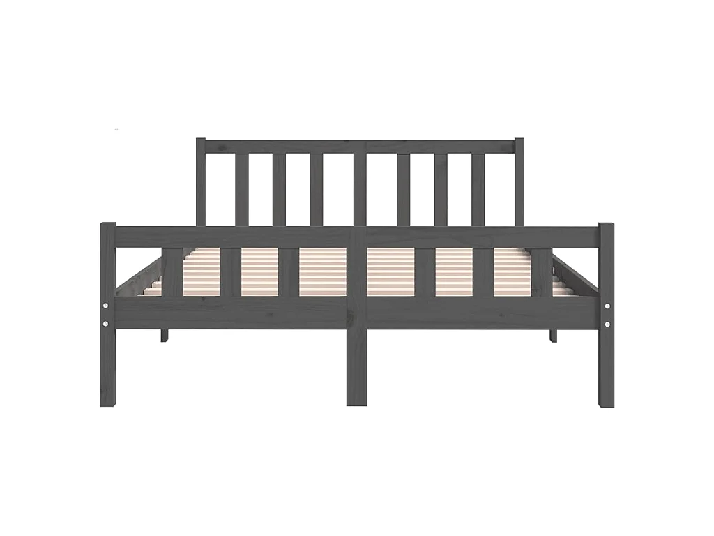 Cadre de lit sans matelas gris bois massif 140x190 cm
