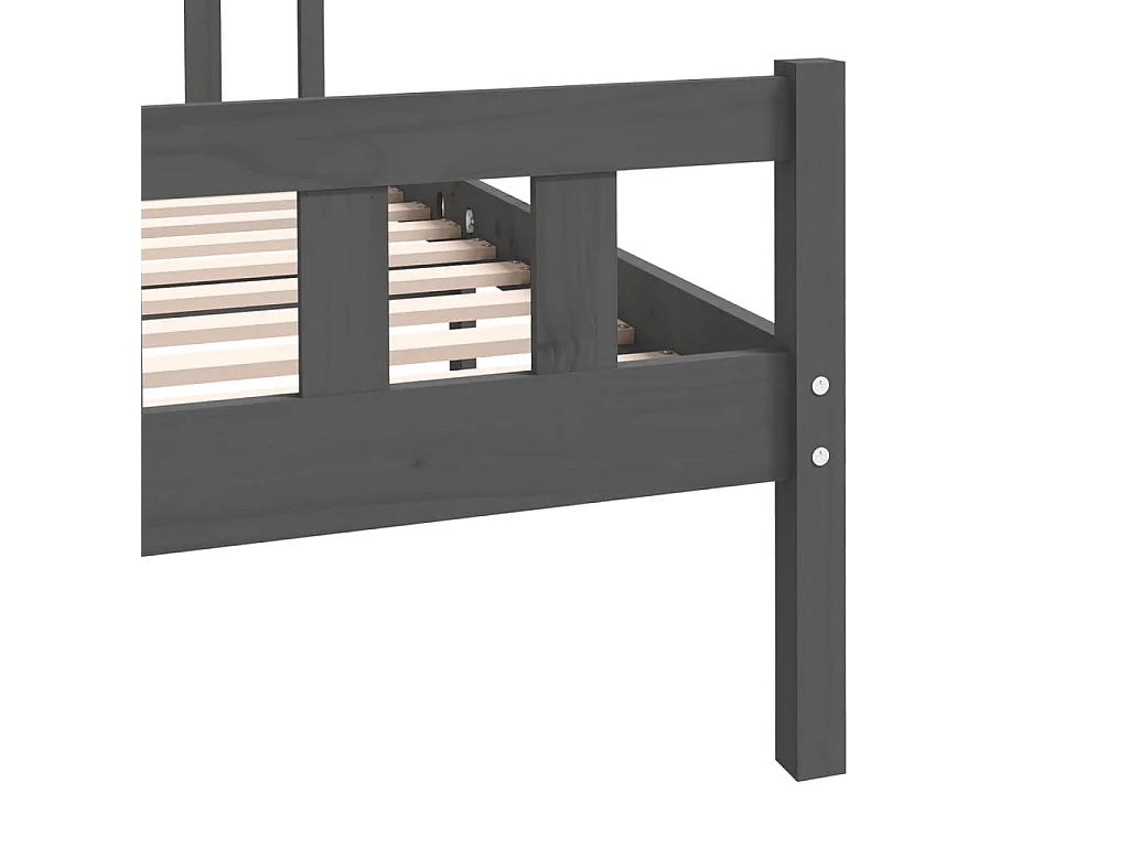 Cadre de lit sans matelas gris bois massif 140x190 cm