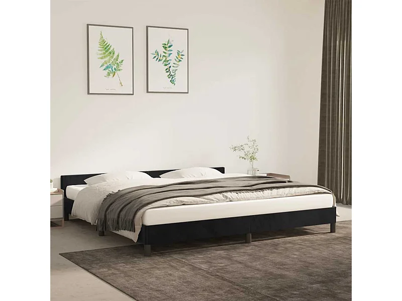 Estrutura de cama sem colchão 200x200 cm veludo preto