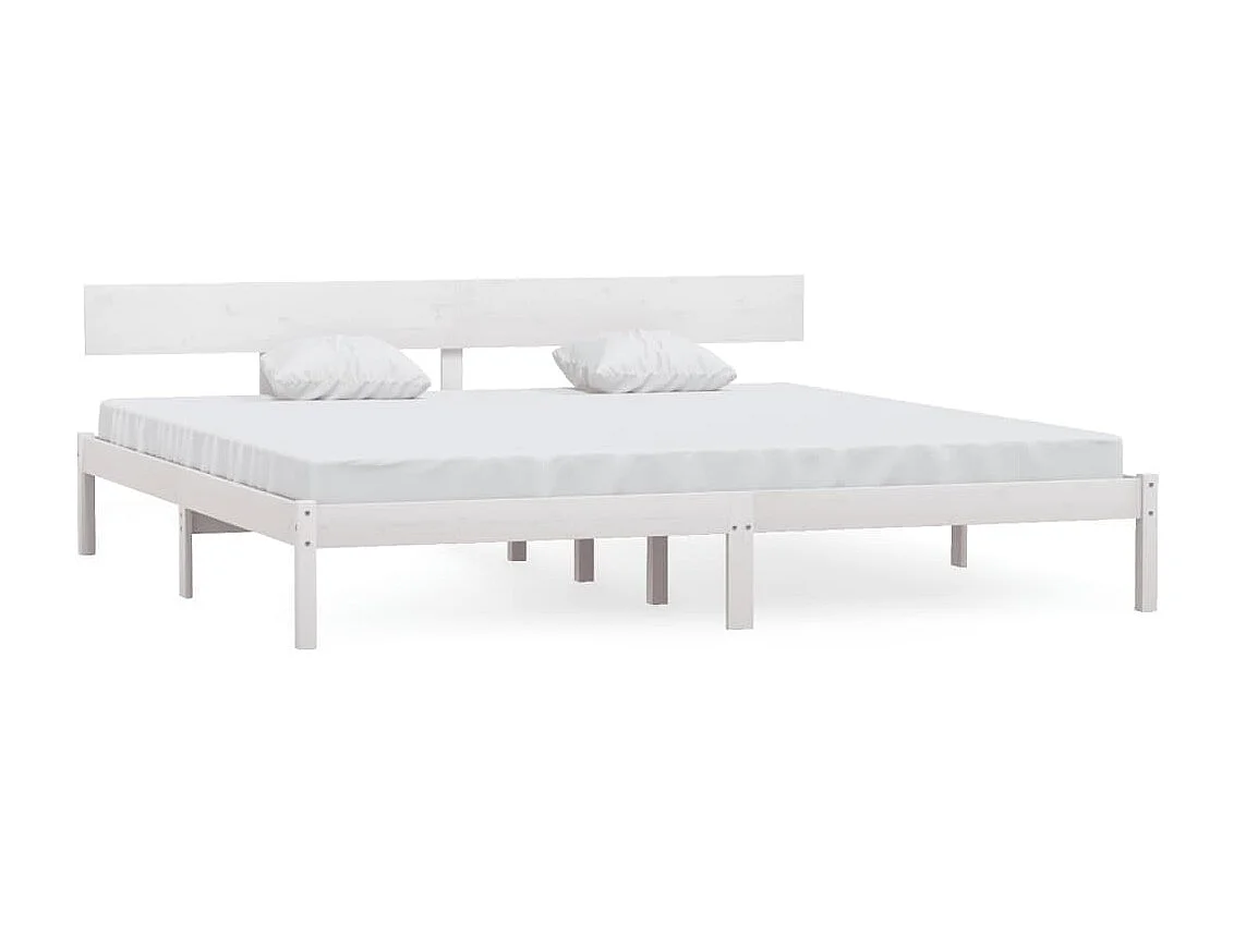 Cadre de lit sans matelas blanc bois massif