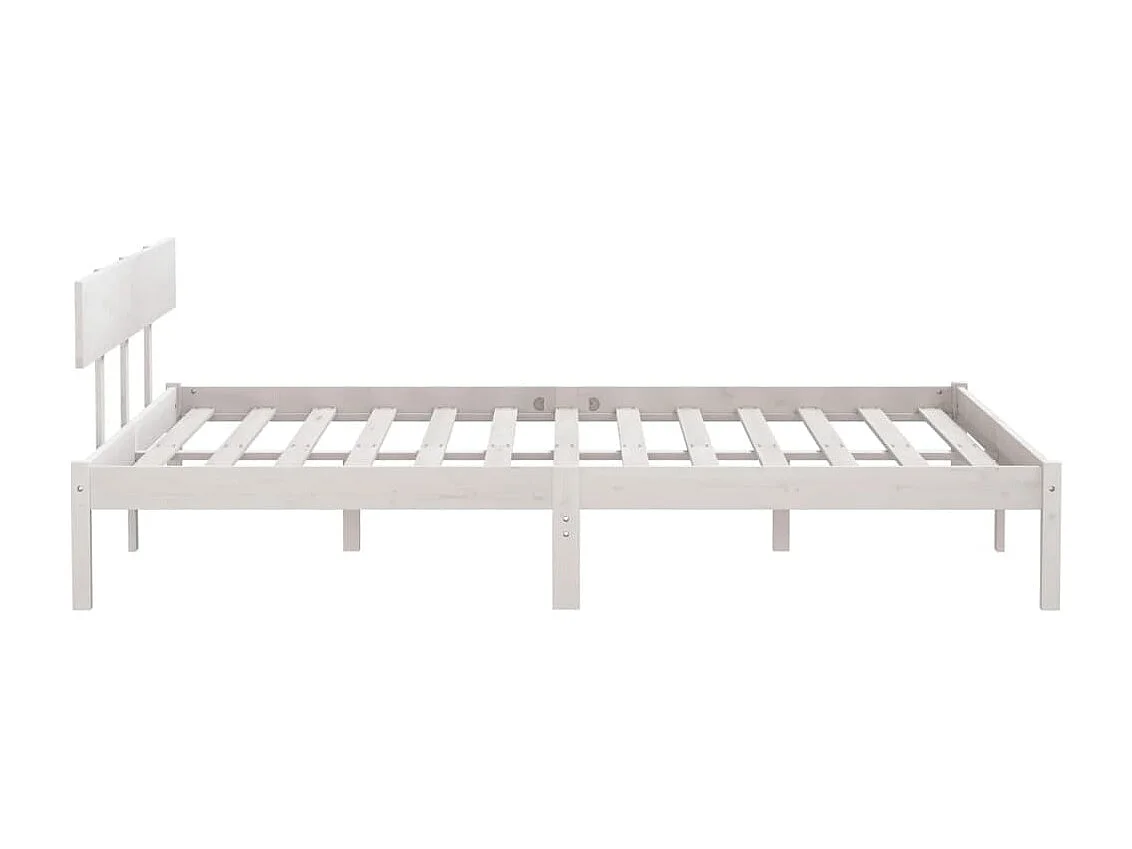 Cadre de lit sans matelas blanc bois massif