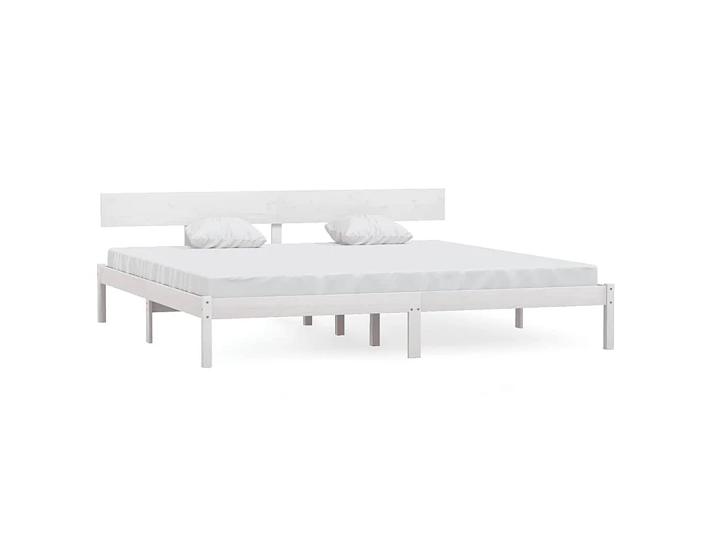 Cadre de lit sans matelas blanc bois massif