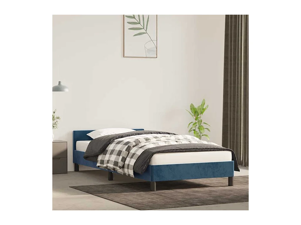 Bedframe zonder matras 90x200 cm fluweel donkerblauw