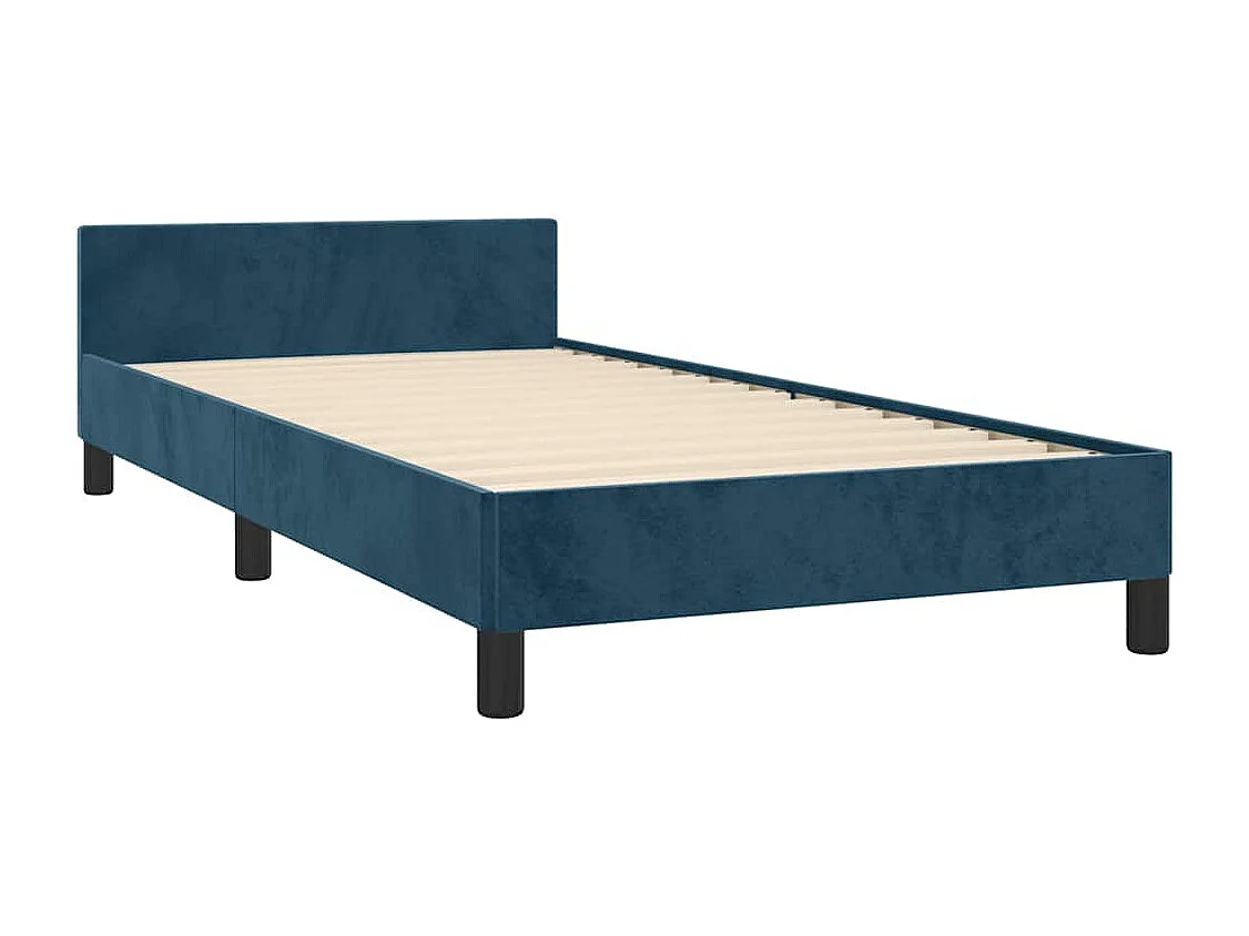 Cadre de lit sans matelas bleu foncé 90x200 cm velours