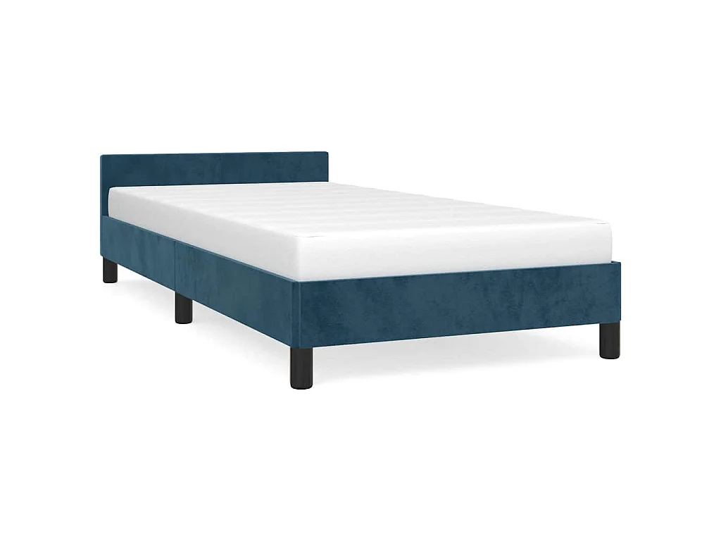 Cadre de lit sans matelas bleu foncé 90x200 cm velours