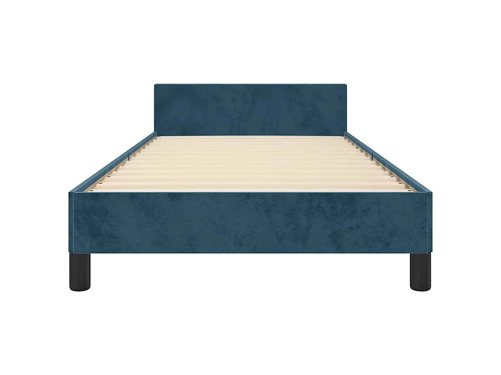 Cadre de lit sans matelas bleu foncé 90x200 cm velours