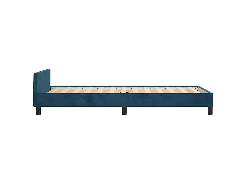 Cadre de lit sans matelas bleu foncé 90x200 cm velours