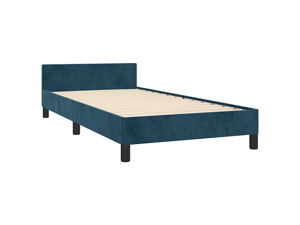 Estrutura de cama sem colchão 90x200 cm veludo azul-escuro