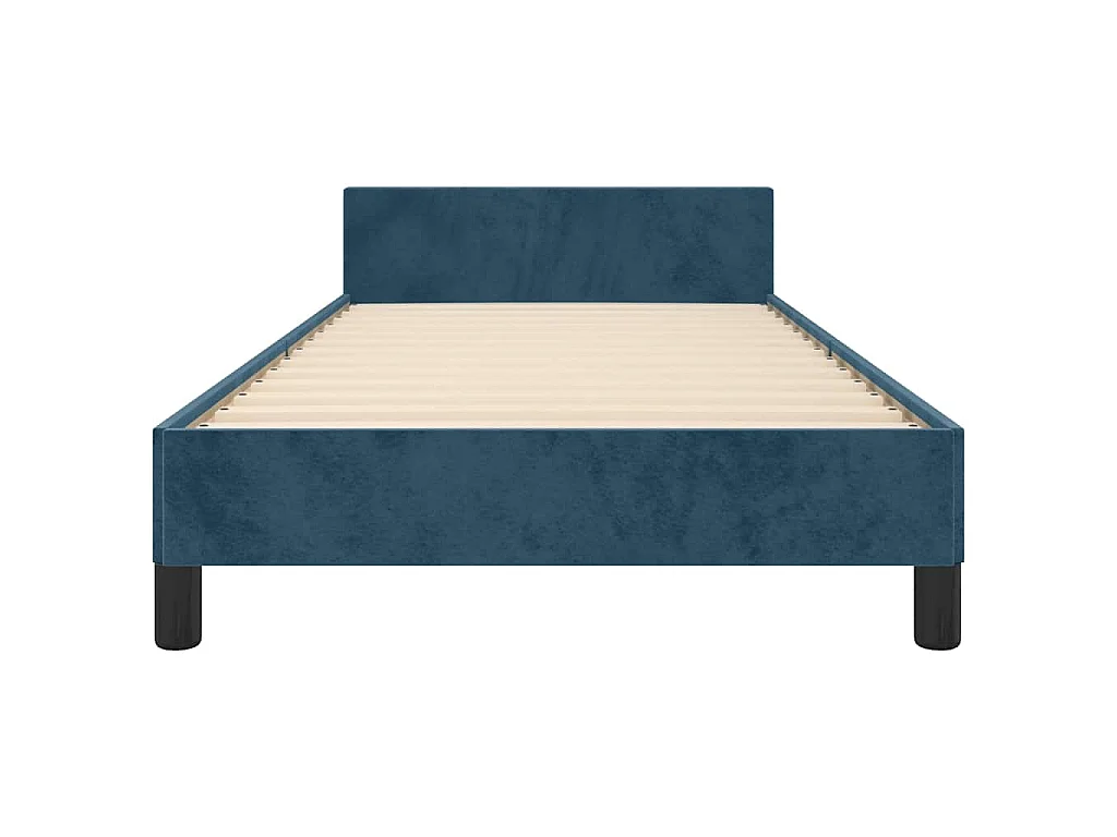 Estrutura de cama sem colchão 90x200 cm veludo azul-escuro