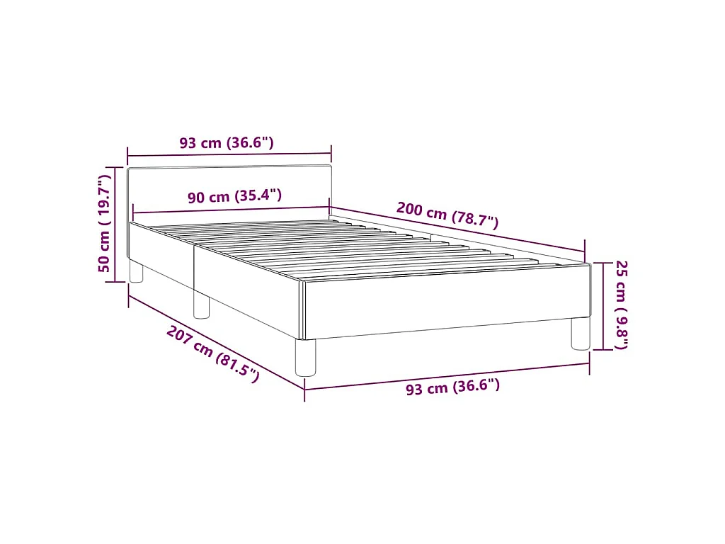 Estrutura de cama sem colchão 90x200 cm veludo azul-escuro