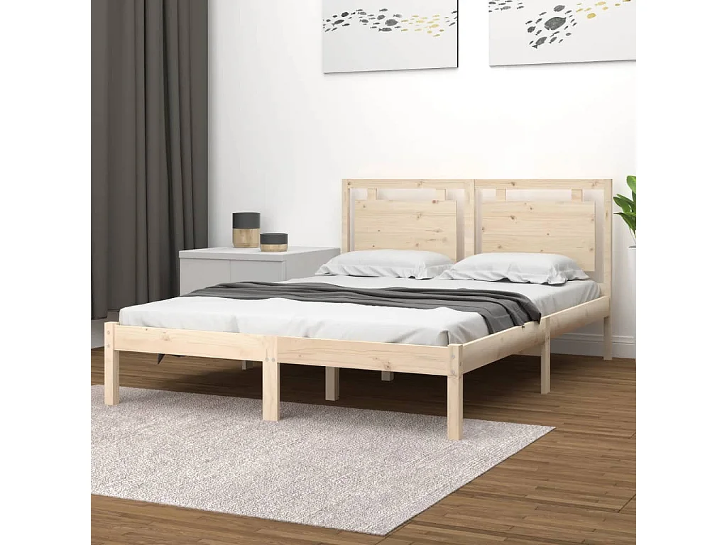 Estrutura de cama king 150x200 cm madeira maciça