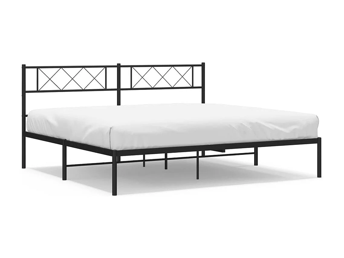 Cadre de lit métal sans matelas et tête de lit noir 180x200 cm