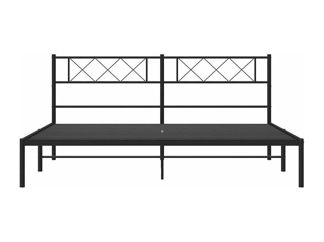 Cadre de lit métal sans matelas et tête de lit noir 180x200 cm