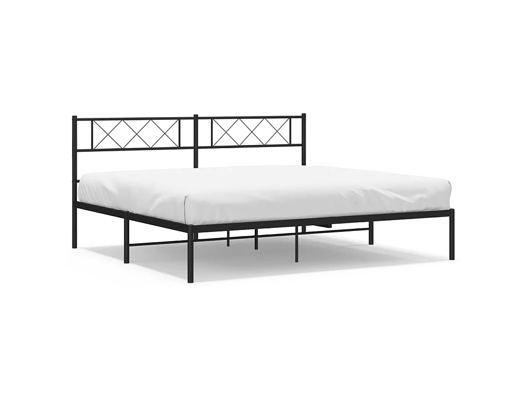 Bedframe met hoofdbord metaal zwart 180x200 cm