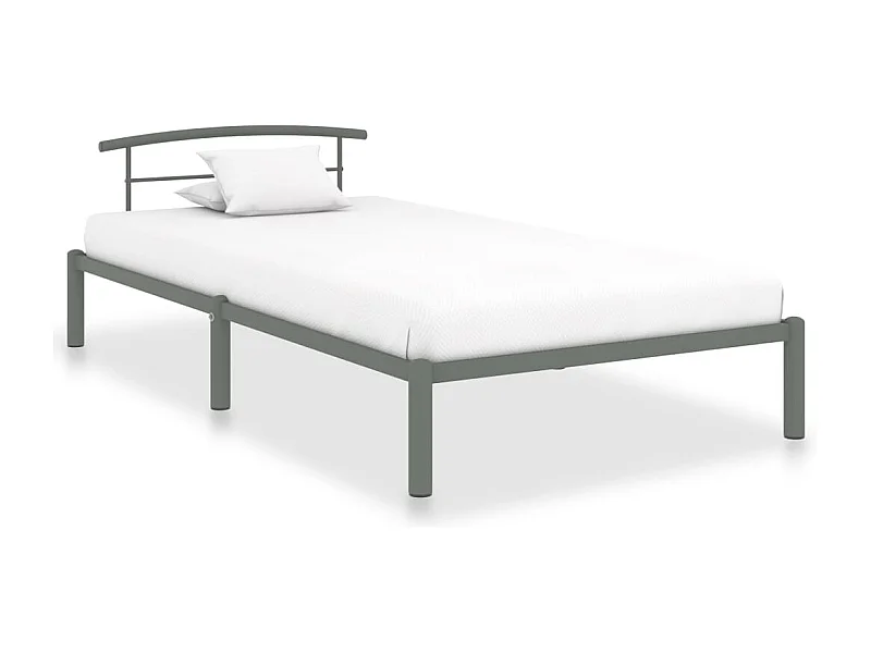 Cadre de lit sans matelas gris métal 100x200 cm