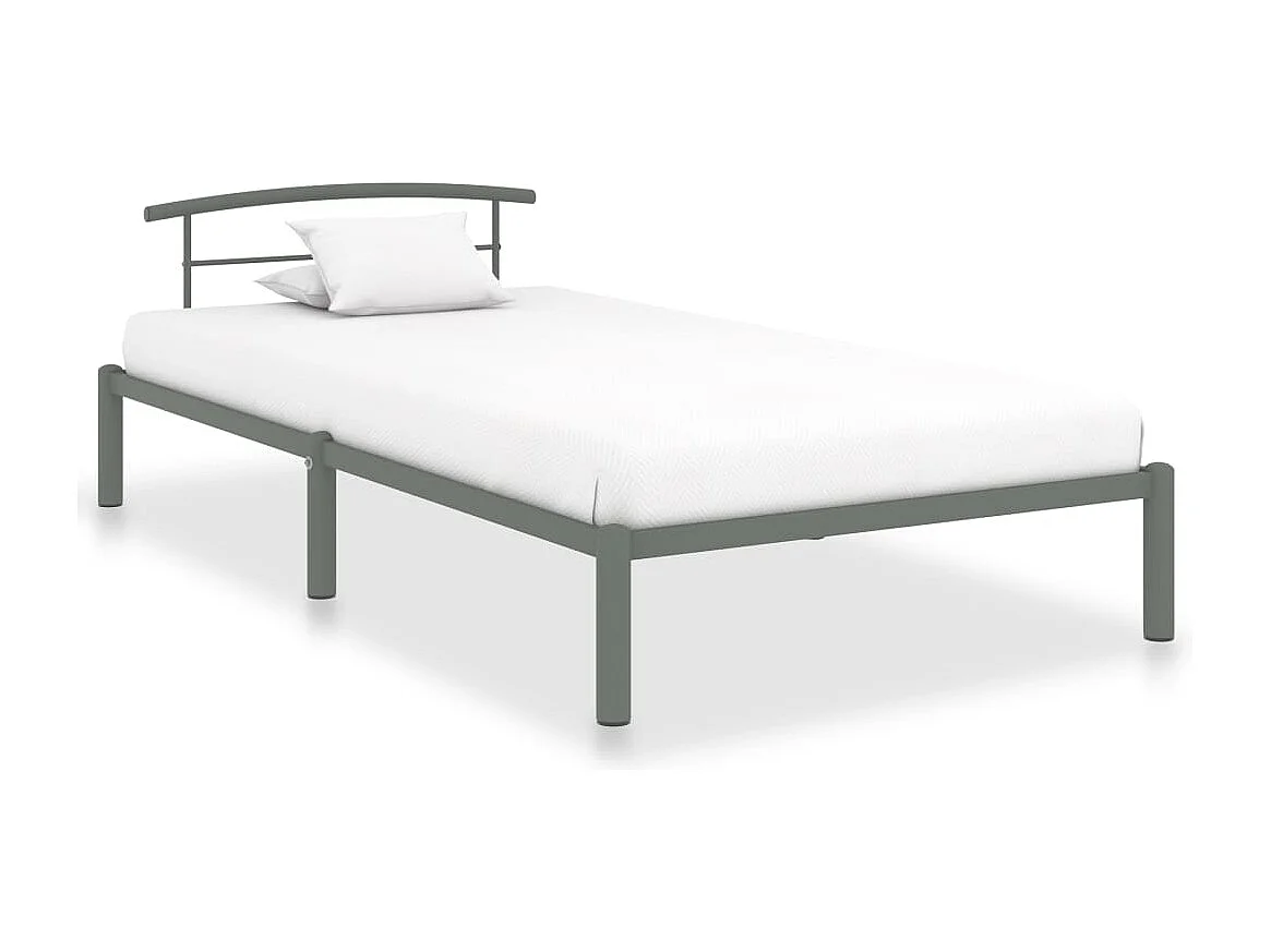 Cadre de lit sans matelas gris métal 100x200 cm