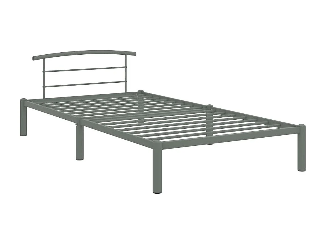 Cadre de lit sans matelas gris métal 100x200 cm