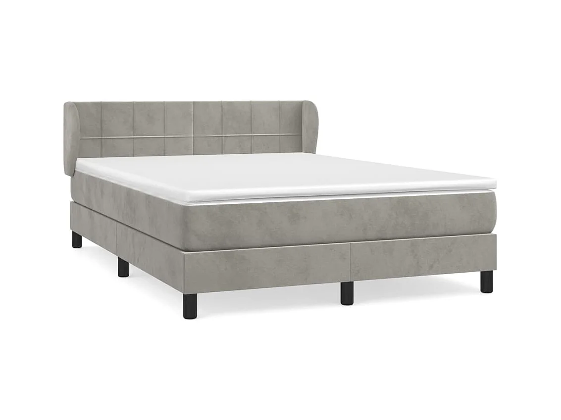 Giroletto a Molle con Materasso Grigio Chiaro 140x190cm Velluto