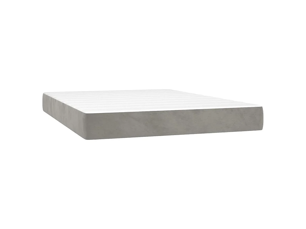 Boxspring met matras fluweel lichtgrijs 140x190 cm