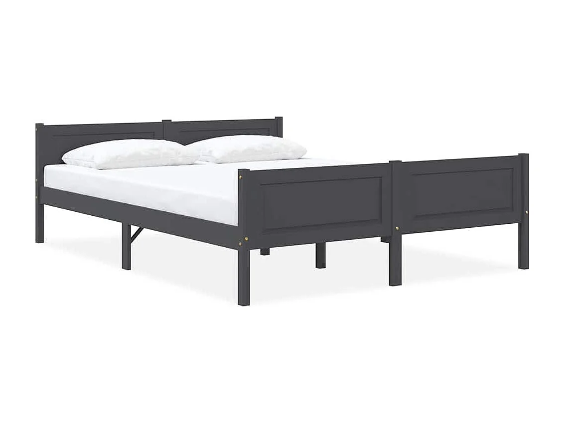 Cadre de lit sans matelas bois massif de pin gris 160x200 cm