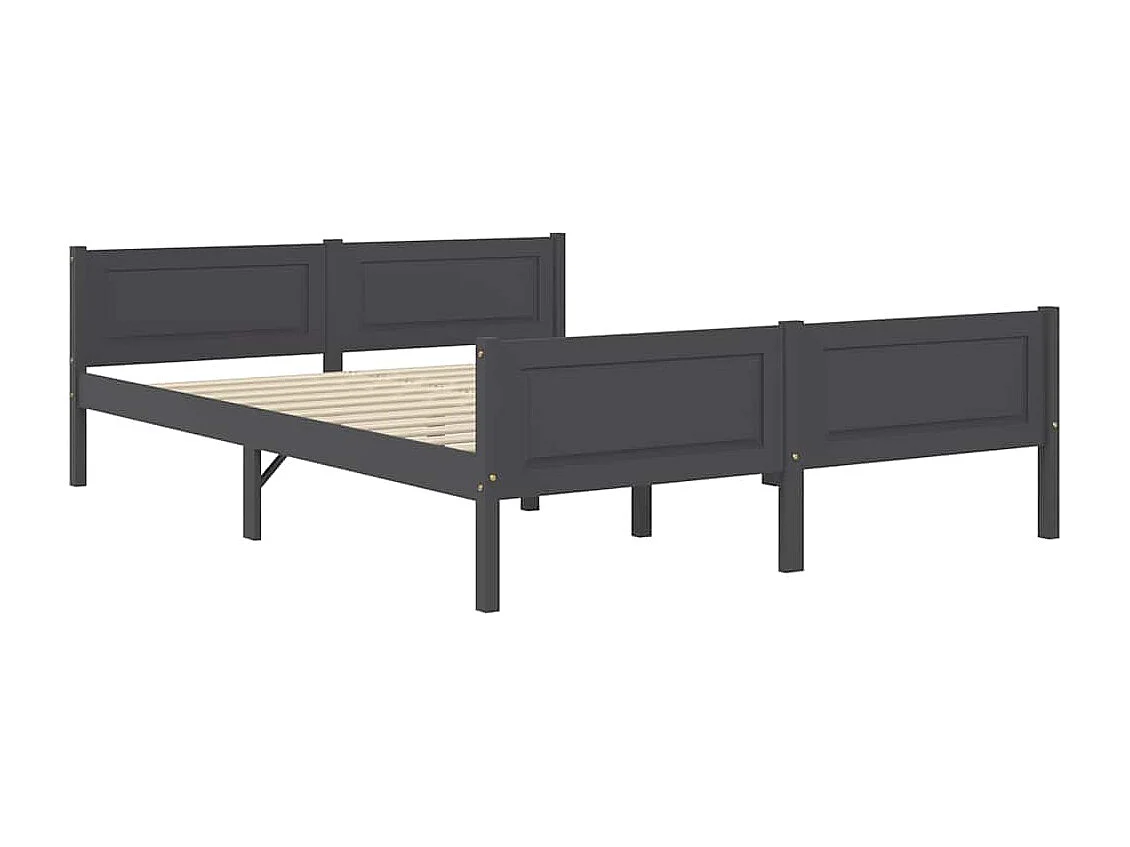 Cadre de lit sans matelas bois massif de pin gris 160x200 cm