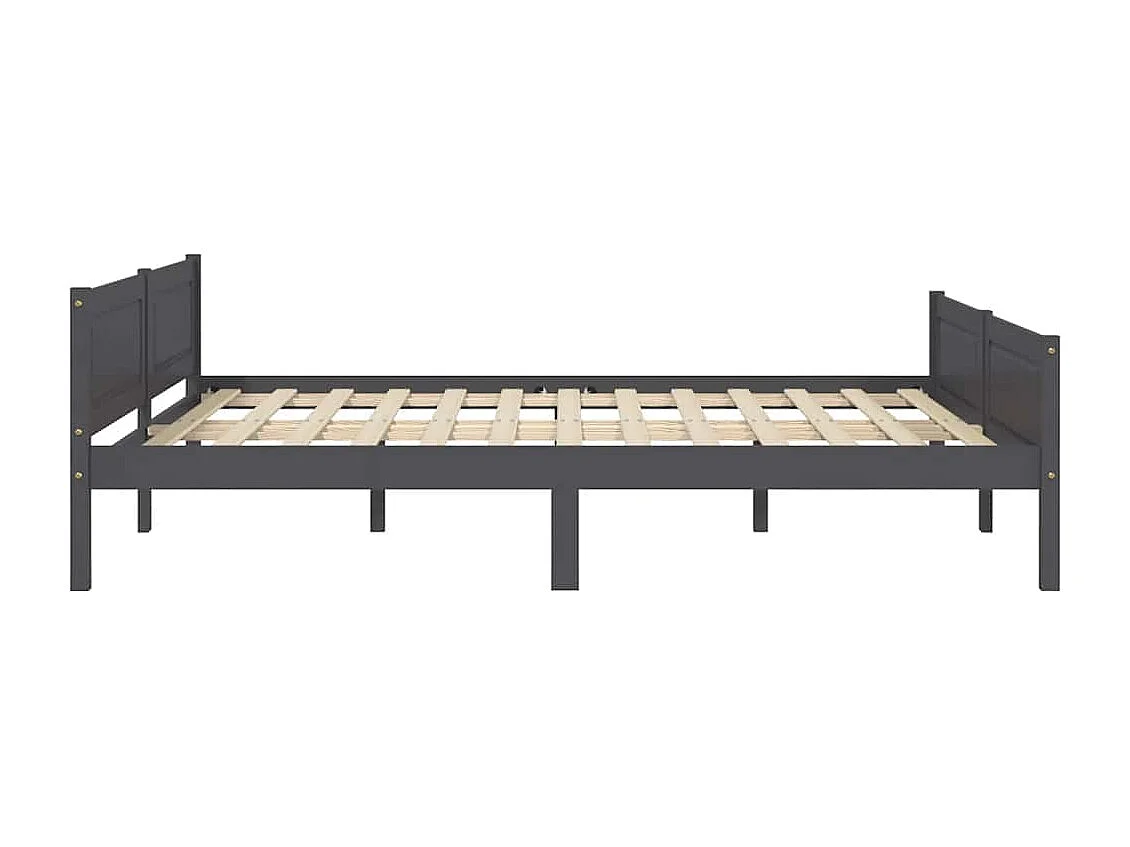 Cadre de lit sans matelas bois massif de pin gris 160x200 cm
