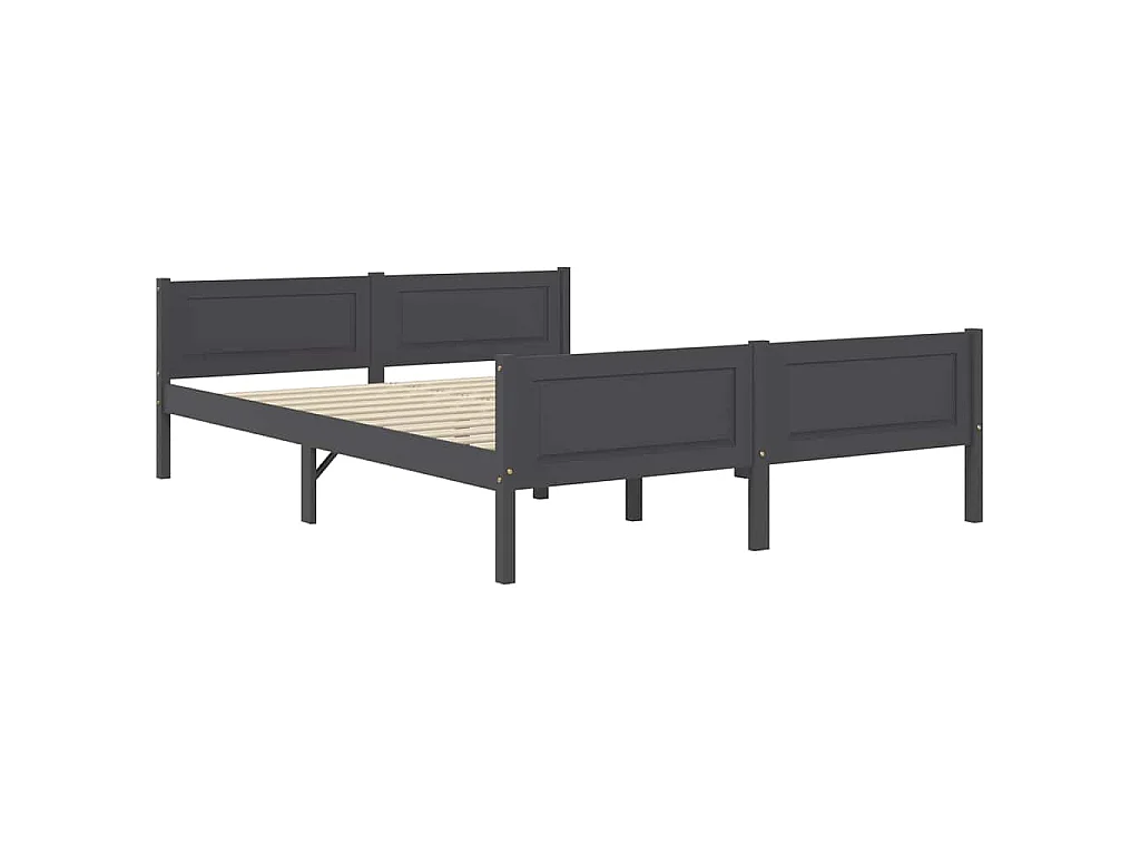 Cadre de lit sans matelas bois massif de pin gris 160x200 cm