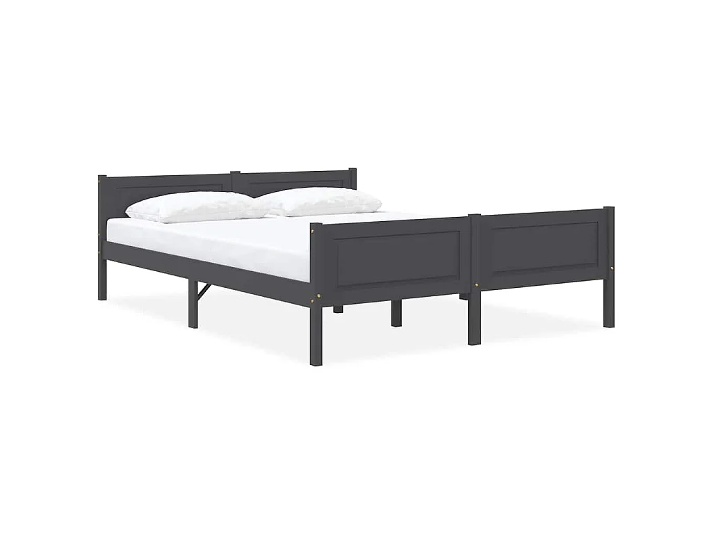 Cadre de lit sans matelas bois massif de pin gris 160x200 cm