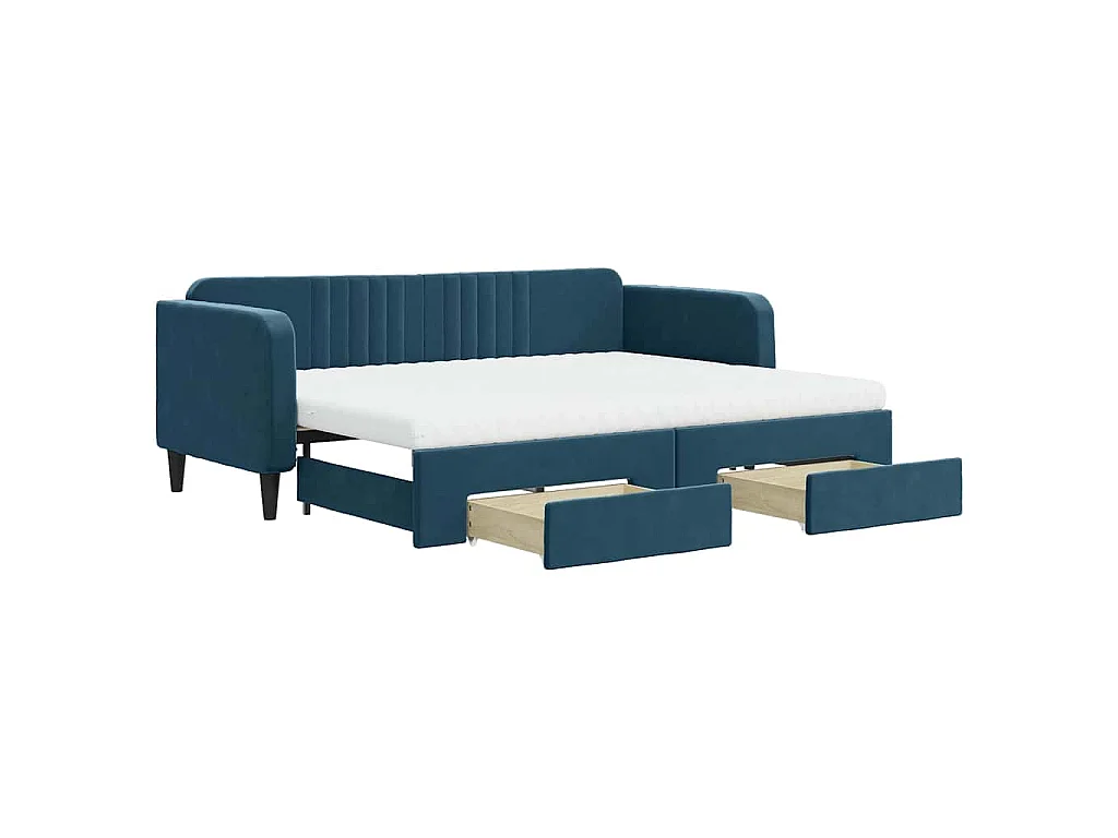 Divano Letto Estraibile con Cassetti Blu 80x200 cm in Velluto