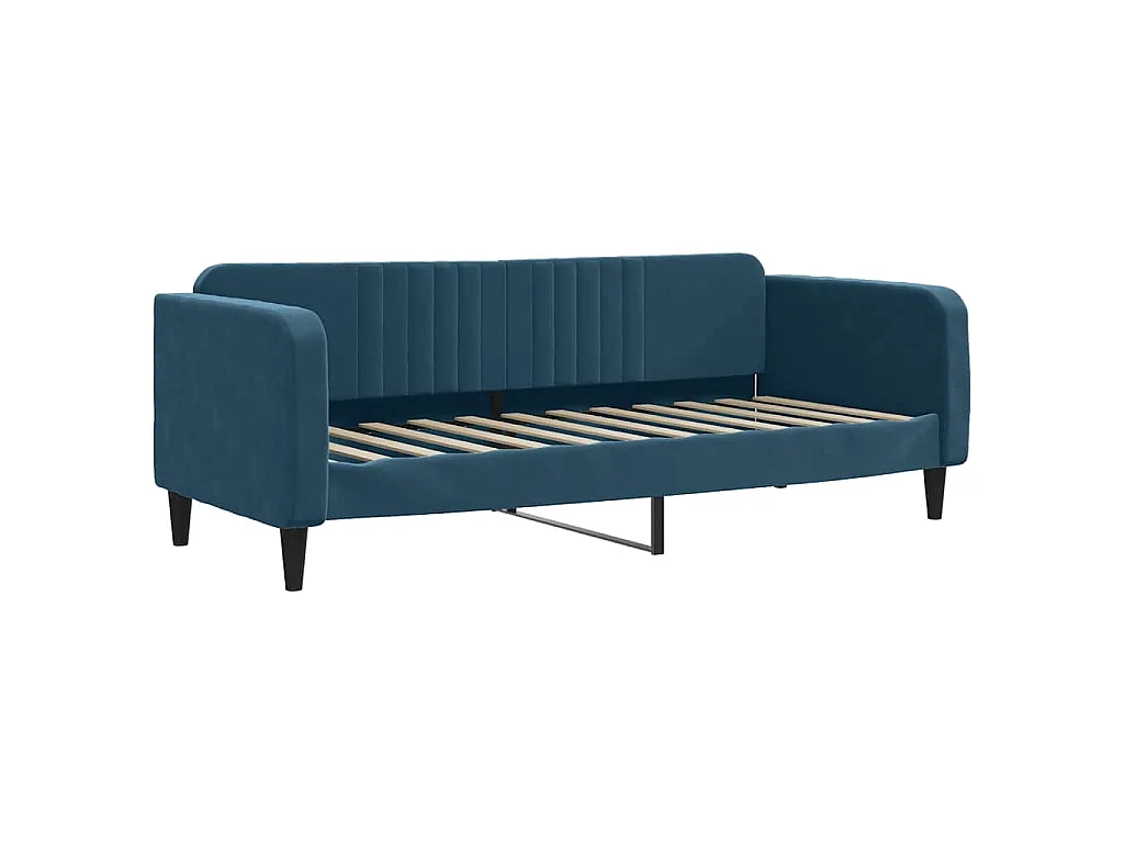 Divano Letto Estraibile con Cassetti Blu 80x200 cm in Velluto