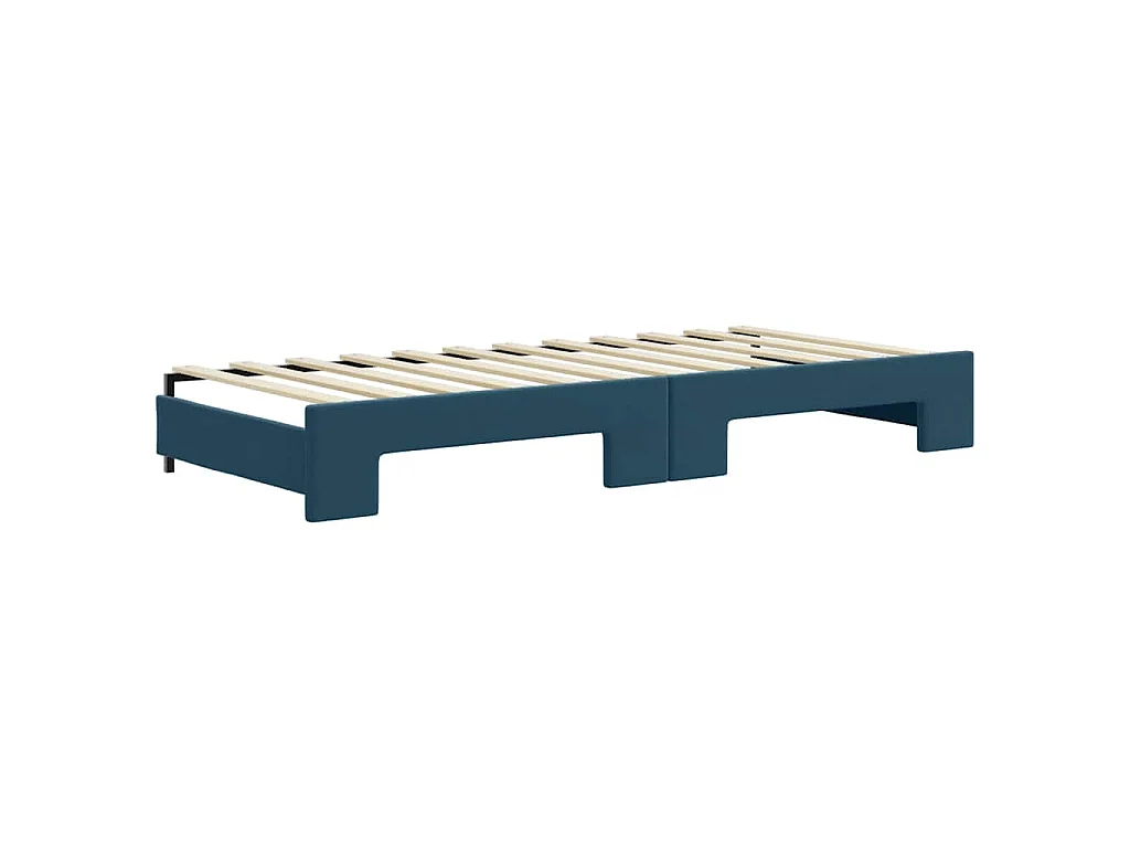 Divano Letto Estraibile con Cassetti Blu 80x200 cm in Velluto