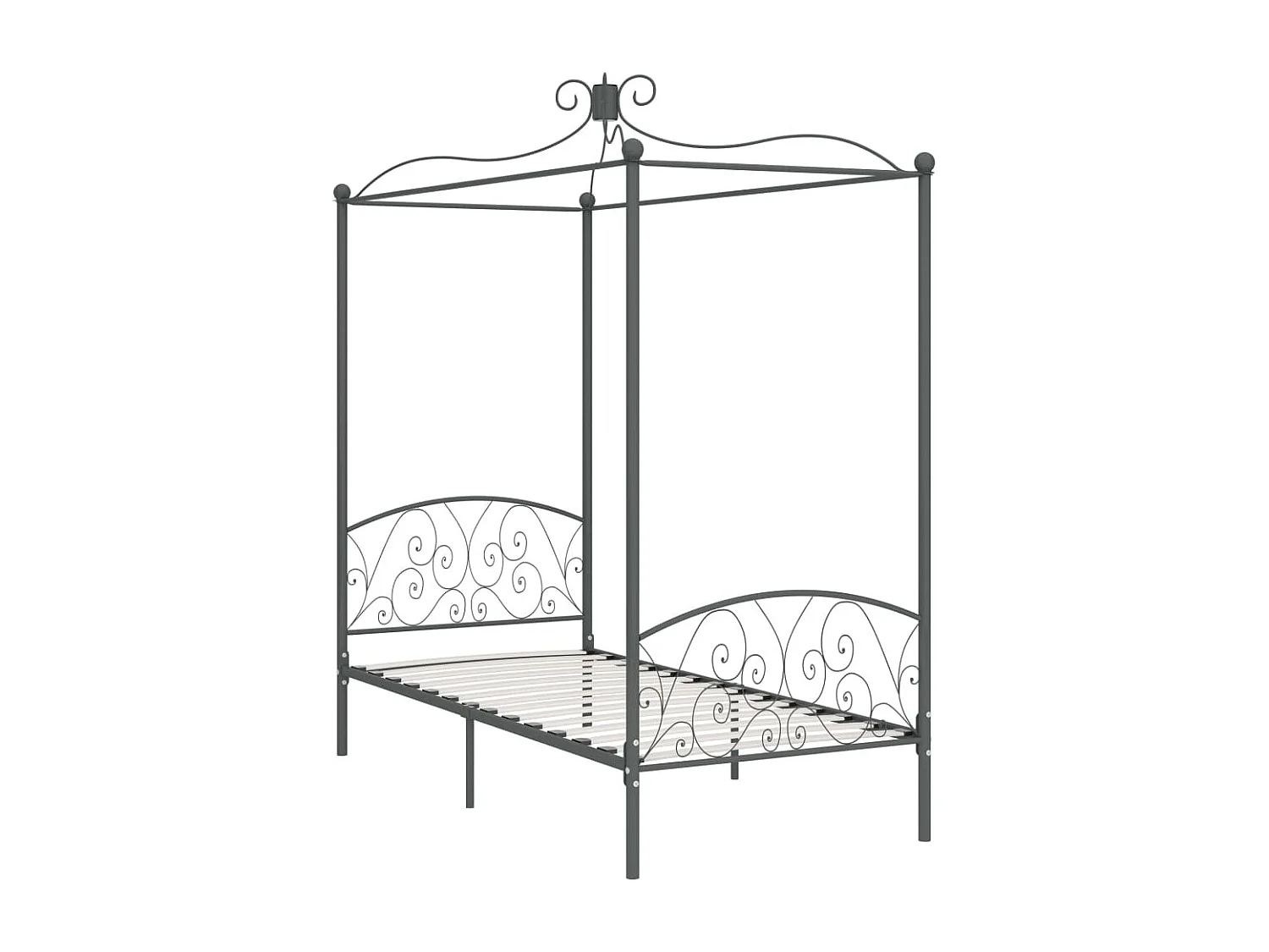Cadre de lit à baldaquin sans matelas gris métal 100x200 cm