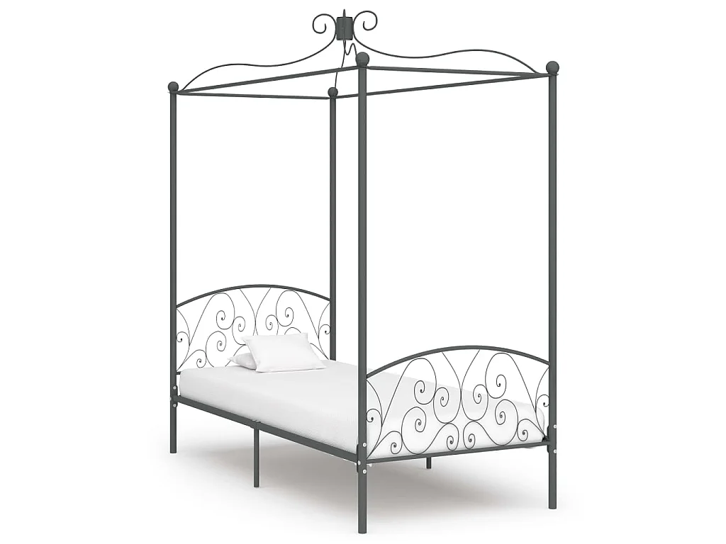 Hemelbedframe metaal grijs 100x200 cm
