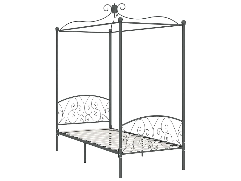 Hemelbedframe metaal grijs 100x200 cm