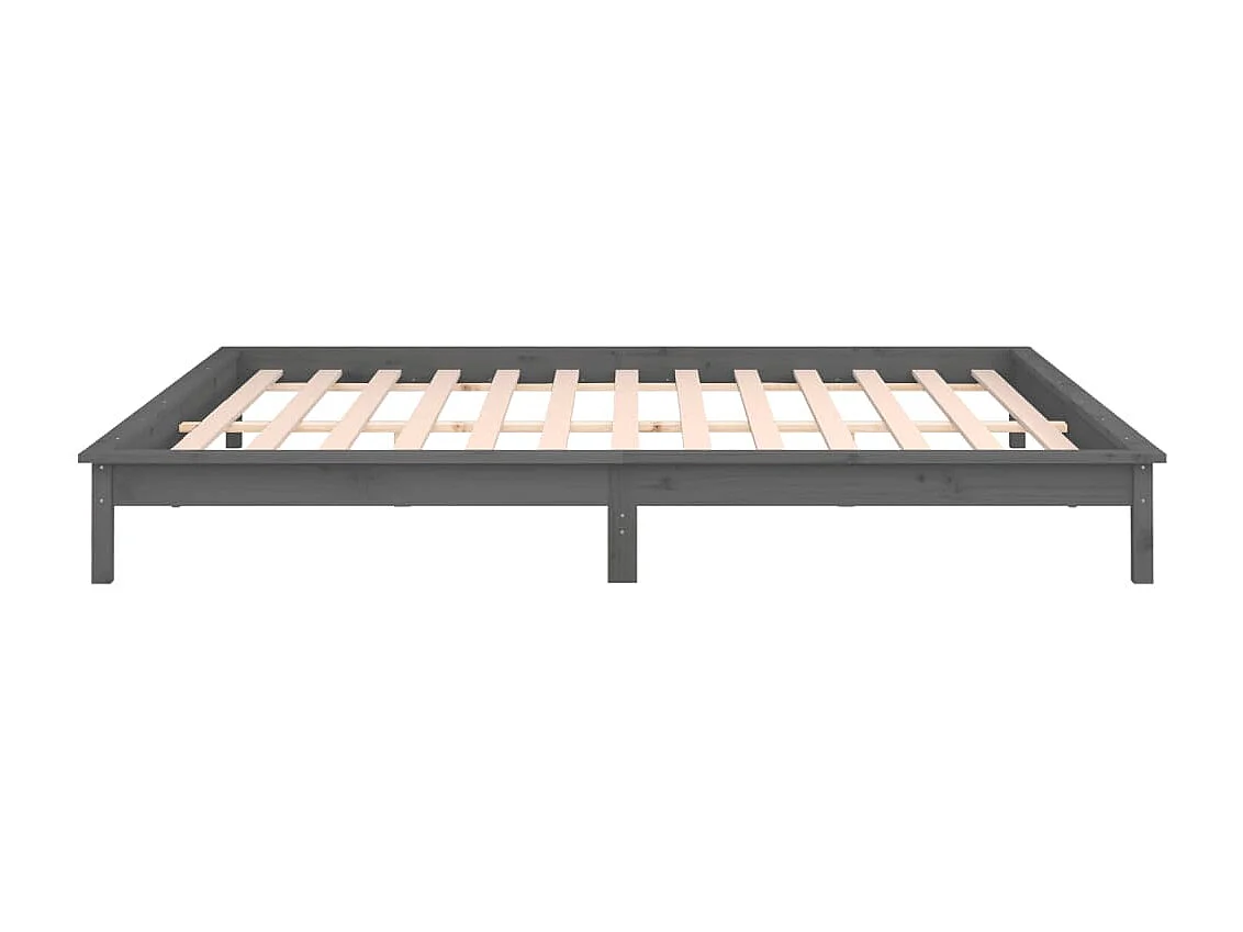 Cadre de lit à LED sans matelas gris 160x200 cm bois massif