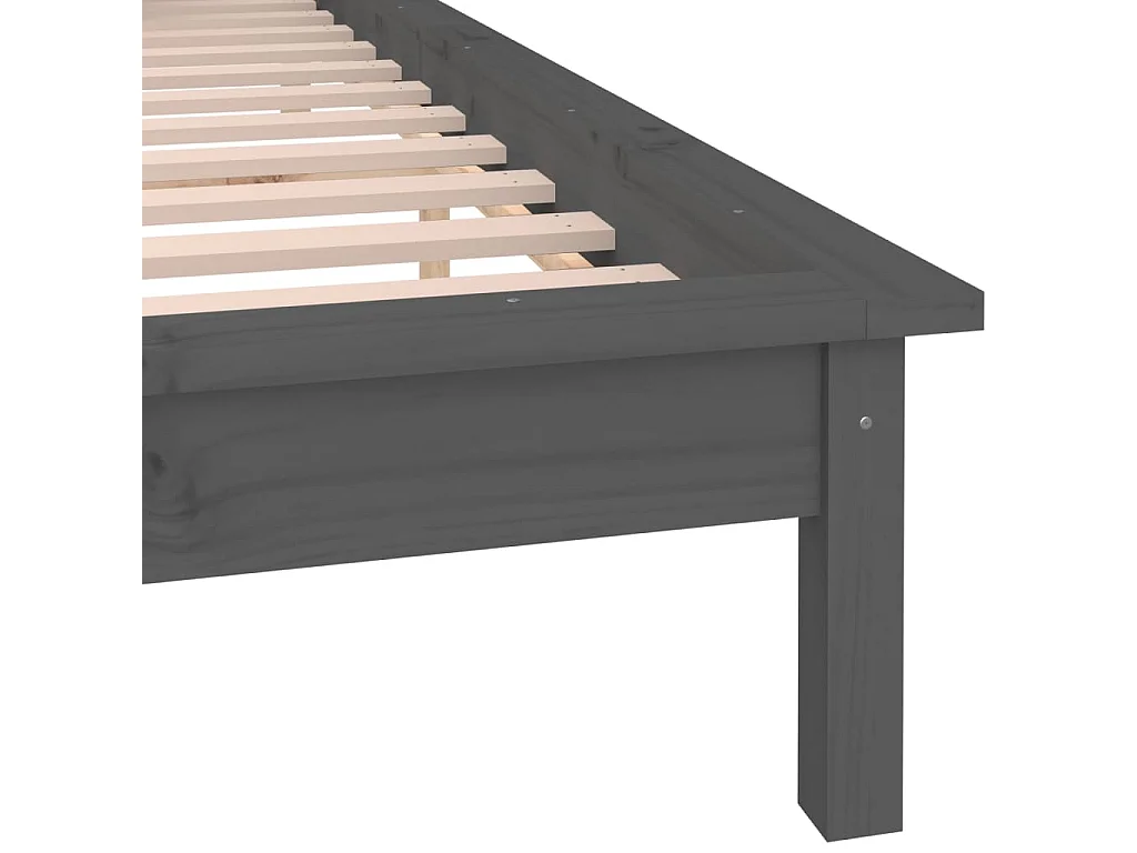 Cadre de lit à LED sans matelas gris 160x200 cm bois massif