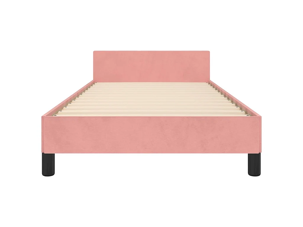 Estructura de cama sin colchón terciopelo rosa 90x190 cm
