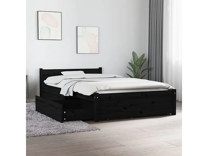 Giroletto con Cassetti Nero 90x200 cm