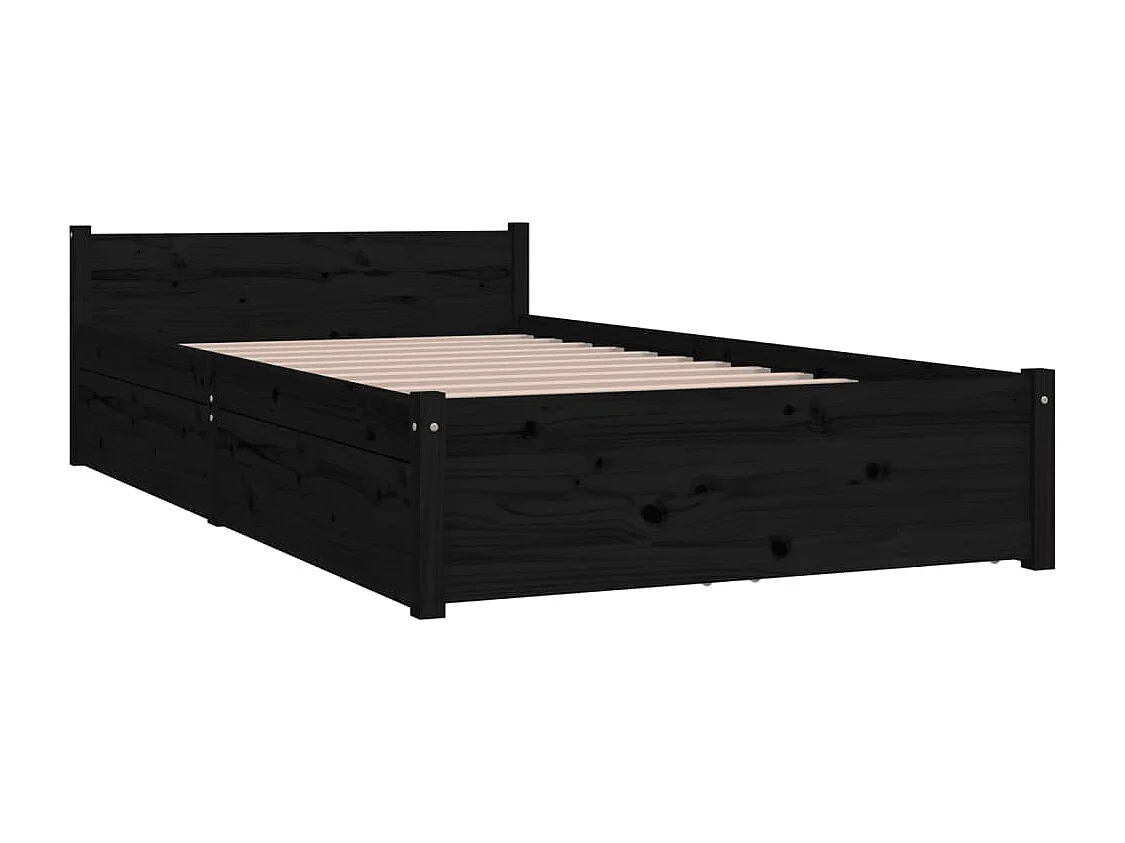 Cadre de lit sans matelas avec tiroirs Noir 90x200 cm