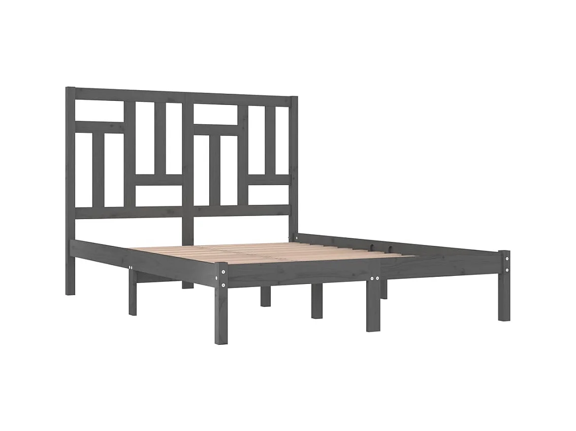 Massivholzbett Grau Kiefer 200x200 cm