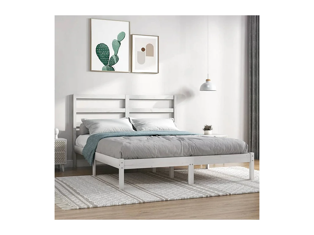 Cadre de lit sans matelas blanc 140x190 cm bois de pin massif