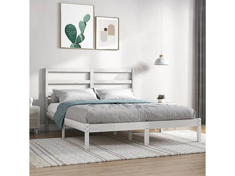 Bedframe zonder matras massief grenenhout wit 140x190 cm