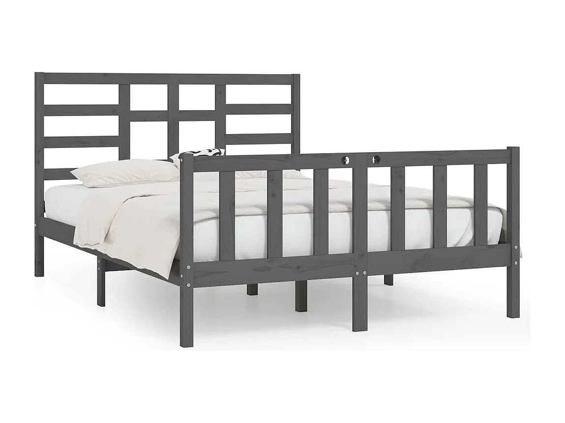 Cadre de lit sans matelas gris 150x200 cm bois massif