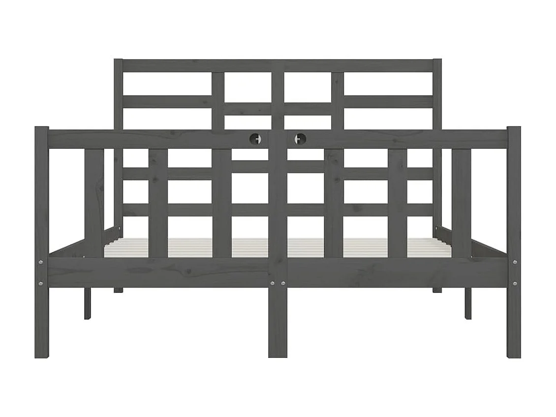 Cadre de lit sans matelas gris 150x200 cm bois massif