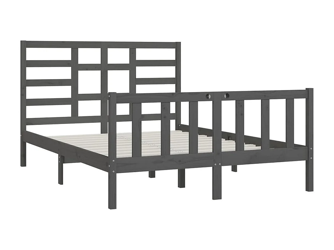 Cadre de lit sans matelas gris 150x200 cm bois massif